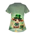 thumbnail image 5 of Fgvctg St. Patrick's Day Scrub Tops Women Cute Shamrock Clover Printed V Neck Short Sleeve Tops Scrubs Funny Work T Shirts Loose Scrub Nurse Uniforms Shirts with Pocket Green M, 5 of 5