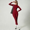 thumbnail image 5 of Women's 2 Piece Yoga Sets Quick-Dry Gym Workout Tracksuit High Waist Running Leggings & Long Sleeve Top Outfits Wine S, 5 of 6