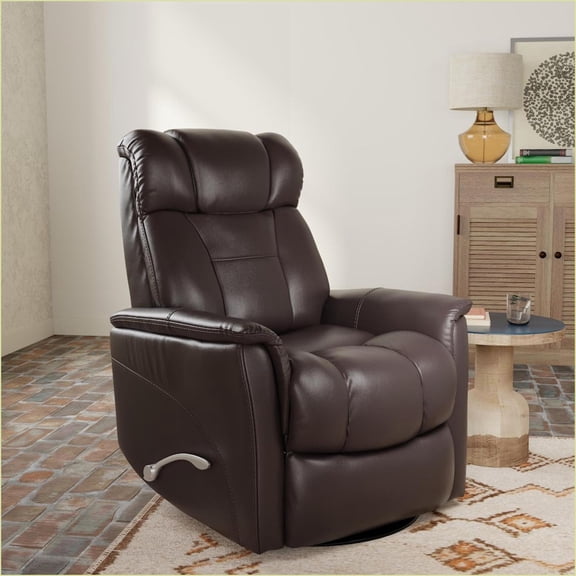 Recliners Swivel Glider with Manual Adjustable Headrest & Footrest Faux Leather Dark Brown | Brown | Wood Metal