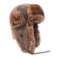 thumbnail image 4 of Sombrero de de invierno con orejeras PU Cálido a prueba Gorros resistentes al frío Sombreros café botón Zulema Sombrero de soldado de invierno, 4 of 6