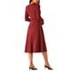 thumbnail image 3 of Vestido midi de manga larga con volantes y escote en V de inspiración chic para mujer, color rojo vino, talla XL, 3 of 5