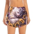 thumbnail image 2 of Picia Warm Sunflower Sleeping Cat Pattern Women's 2 in 1 Athletic Running Shorts High Waisted Workout Casual Gym Sweat Shorts with Comfy Liner Zipper Pockets-Large, 2 of 9