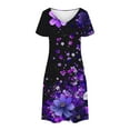 thumbnail image 5 of GaThRRgYP Dresses for Women Summer Casual Boho Dress,Women's Fashion Summer Print Short-sleeved V-neck Casual Dress Black XXL, 5 of 8