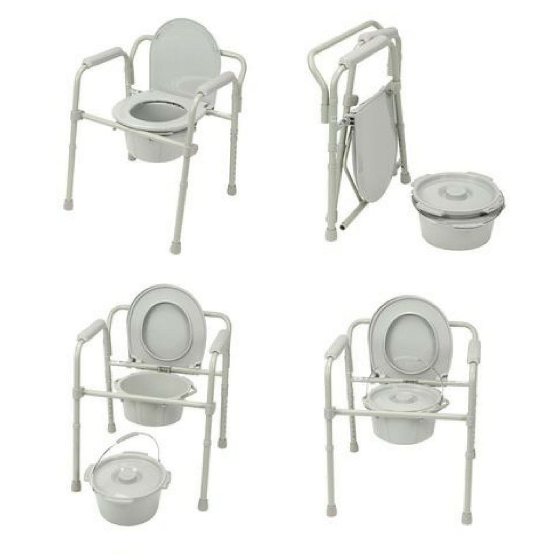 Healthline 3-in-1 Bariatric Portable Commode Chair, Bedside Toilet, 650 lbs, 26x23x18 Inch