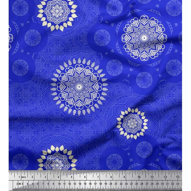 Soimoi Moss Georgette Fabric Mandala Ethnic Print Fabric by The Yard 42 Inch Wide