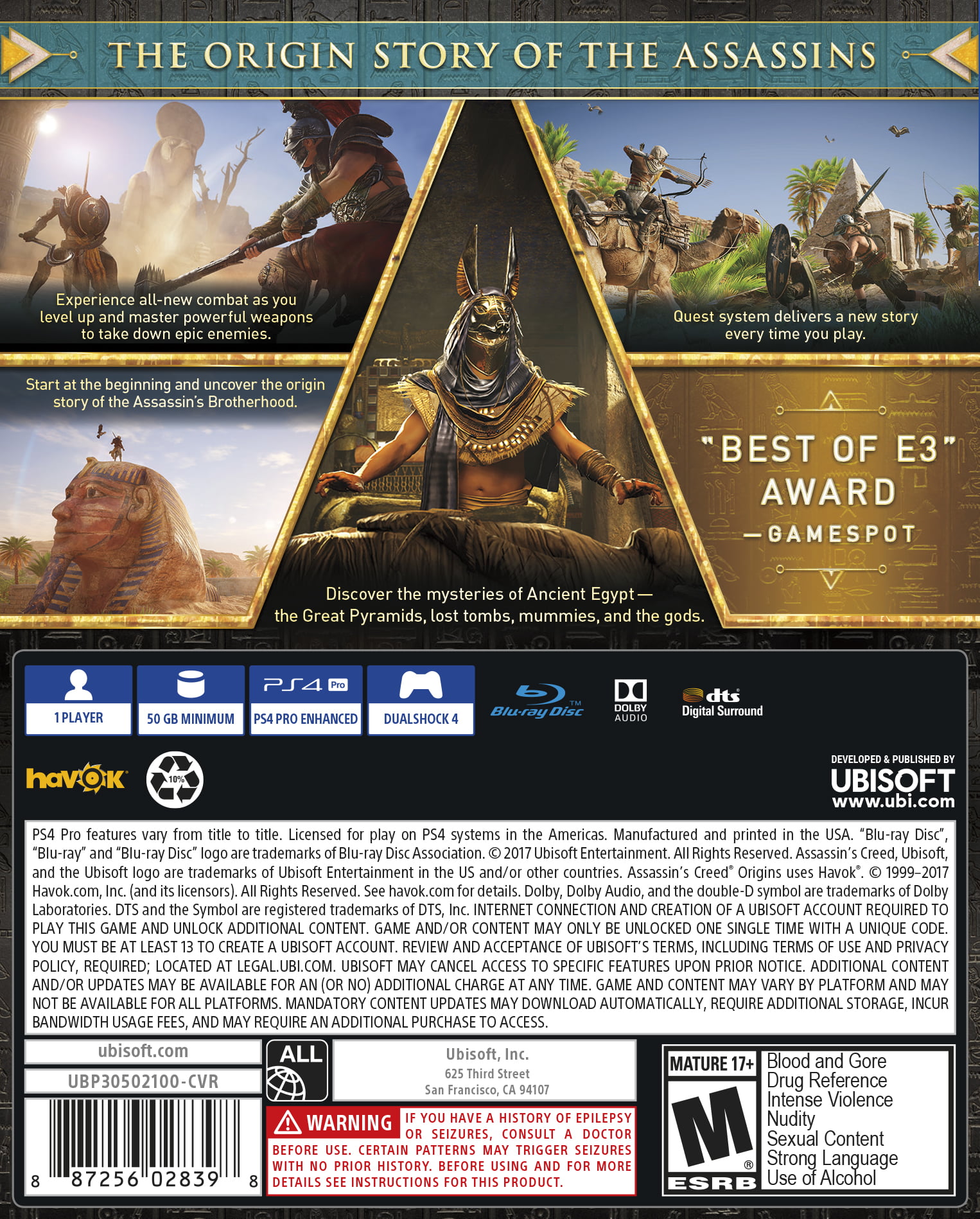 Erobring dybde Sophie Assassin's Creed: Origins Day 1 Edition, Ubisoft, PlayStation 4,  887256028428 - Walmart.com