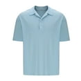 thumbnail image 4 of Aueoeo Shirts for Men Casual Oversized Button Lapel Golf Short Sleeves Fits Tee Shirt Fashion Solid Color Stretch Cozy Top, 4 of 6