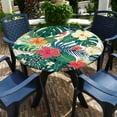 thumbnail image 5 of Round Fitted Tablecloth with Elastic Tropical Palm Leaves Outdoor Tablecloth Round Table Cover Waterproof Tablecloth for Kitchen Party Picnic Fits 36-44" Diameter Round Tables, 5 of 6