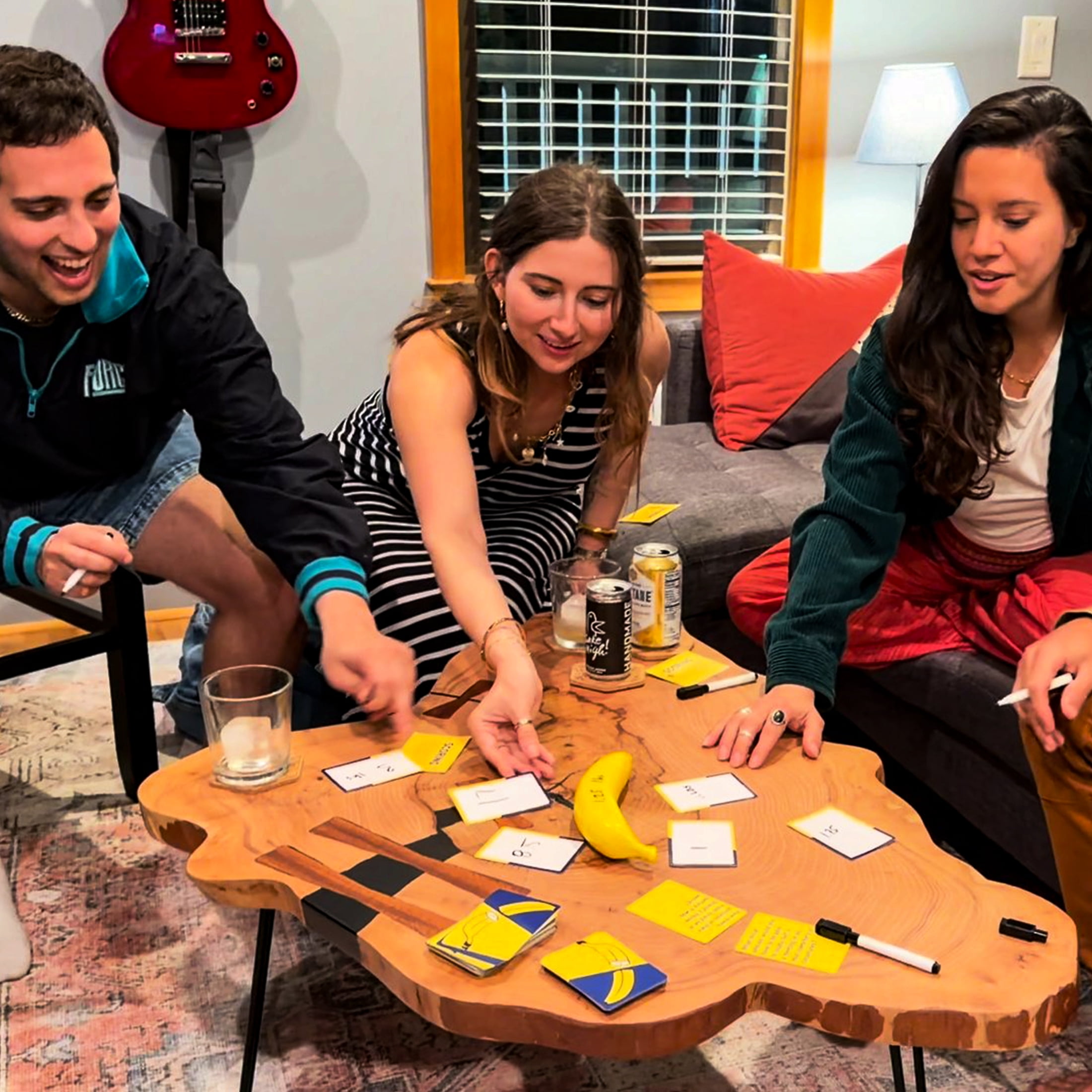 Perfect Split, Party Game with Hilarious Questions and Dry-Erase Banana, 3–8 Players, Ages 14+