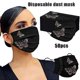 thumbnail image 1 of Paquete de 50 mascarillas con estampado de mariposas para adultos, mascarilla desechable de 3 capas para protección facial completa, A, 1 of 4