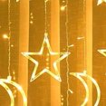 thumbnail image 3 of Luces LED de luna y estrella, luces de cadena de cortina de luna y estrella ambiental románticas para dormitorio, modelo enchufable decorativo de 3,5 m/11,5 pies, 3 of 5