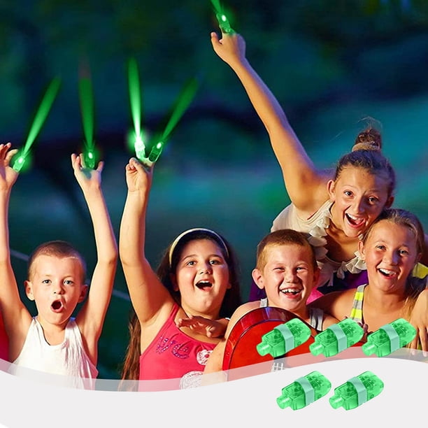 Paquete de 5 luces de dedo | Juguetes novedosos luminosos LED para niños y adultos | 4 Colores - Bandas elásticas - Botón de cambio | Recuerdos de fiesta para cumpleaños, Navidad, Halloween |