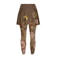 thumbnail image 6 of FUIALDOLG Brown Bohemian Mandala Floral Pattern Womens Tennis Skirt with Leggings Skirted Capri Tennis Leggings Tennis Outfits Full Length Mandala Floral Yoga Pants Picckleball Clothing,Size XS, 6 of 7