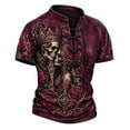 thumbnail image 3 of KHONTS Boys Viking Lace up V-Neck T Shirts Short Sleeve 3D Printed Tees,Size 2-13 Years 06-Red 150, 3 of 5