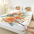 thumbnail image 3 of Feelyou Kawaii Cartoon Bird Twin Sheet Sets for Teen, Watercolor Flower Floral Twin Fitted Sheet, Vintage Chinese Style Flat Sheet, Lightweight Room Decor, 3pcs, 3 of 7