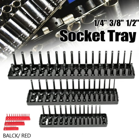 New 3X 1/4'' 3/8'' 1/2'' Metric SAE Socket Trays Rack Holder Storage Tool