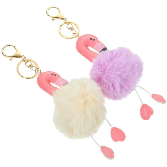PAMINGONO Keychains For Backpacks Flamingo Key Chain Pu Purple 2Pcs 4.7In