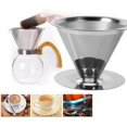thumbnail image 2 of Stainless Steel Coffee Filter, Asixx Stainless Steel Coffee Dripper Stainless Steel Pour Over Coffee Dripper Double Layer Mesh Filter Cup Stand Home Office Use, 2 of 8