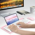 thumbnail image 3 of Wireless Keyboard and Mouse Combo, RaceGT Silent Keyboard Mouse Set, Retro Cute Typewriter Keyboard with Phone Tablet Holder, Round Keycaps, 2.4G Mouse Compatible with PC/Laptop/Computer(Pink), 3 of 9