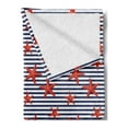 thumbnail image 2 of Starfish Soft Flannel Fleece Blanket, Classical Striped Backdrop with Red Colored Sea Stars Maritime Themed Pattern, Cozy Plush for Indoor and Outdoor Use, 50" x 60", Navy White Red, by Ambesonne, 2 of 5
