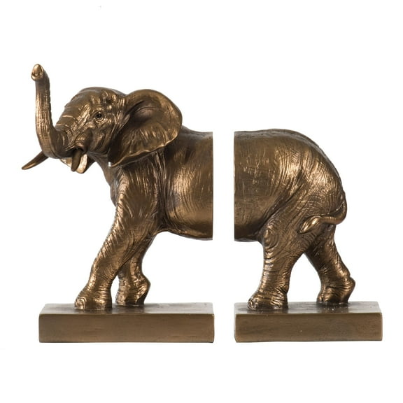 CC Home Furnishings 2-Piece Elephant Bookends - 10" - Copper Finish