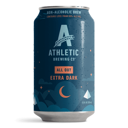 Athletic Brewing Company All Out Extra Dark, Craft Non-Alcoholic Beer, 12 fl oz Cans, 24 Pack