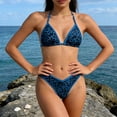 thumbnail image 5 of Women's Print Triangle Tankini Set Back Tied Bra and Bottoms Briefs Thong for Beach and Pool, 5 of 8