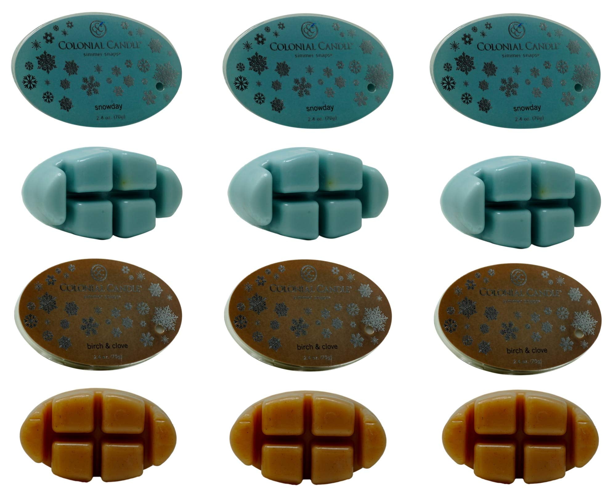 Colonial Candle Wax Melts (6 Packs, 2.4 oz Each, 36 tarts) Simmer Snaps