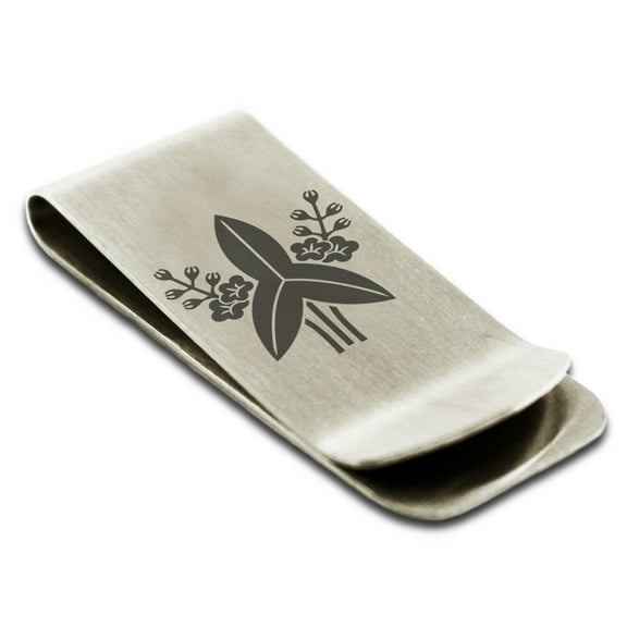Stainless Steel Mizuno Samurai Crest Engraved Money Clip Credit Card Holder