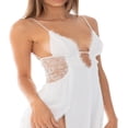 thumbnail image 2 of Women Irregular Patchwork Dress  Adults Tie-up Backless Floral Deep V-neck Spaghetti Strap Slit One-piece, 2 of 7