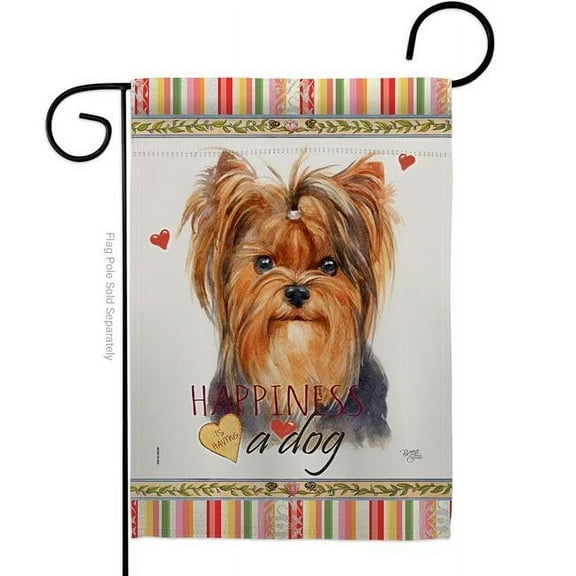 Breeze Decor G160235-BO 13 x 18.5 in. Dog Yorkie Happiness Double-Sided Decorative Vertical Garden Flag