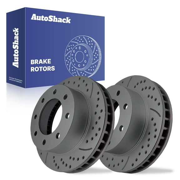 AutoShack Front Drilled & Slotted Brake Rotors | Replacement For 2003-2020 Chevrolet Express 2500 2001-2007 Chevrolet Silverado 1500 2003-2020 GMC Savana 2500 | Black Coated | 2-PC Set | BlackShield