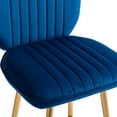 thumbnail image 5 of Modern Velvet Bar Stools, Accent Upholstered Chairs, Low Back Barstool, Pub Height Home Bar Dining Chairs, Counter Stools Tufted Back Kitchen Island Chairs with Gold Legs and Footrest, Navy, 5 of 7