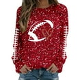 thumbnail image 4 of Sweatshirt for Women Crew Neck Long Sleeve Rugby Sequin Print Tops Fall Fashion 2025 Pullover Sweaters Winter Clothes, 4 of 5