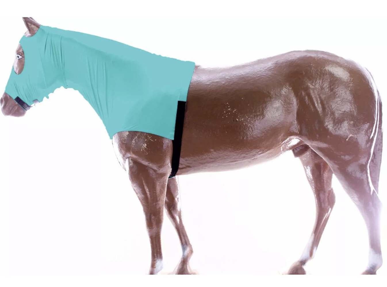L Horse Comfort Stretch Lycra Sleazy Neck Hood Turquoise 521MW04TR