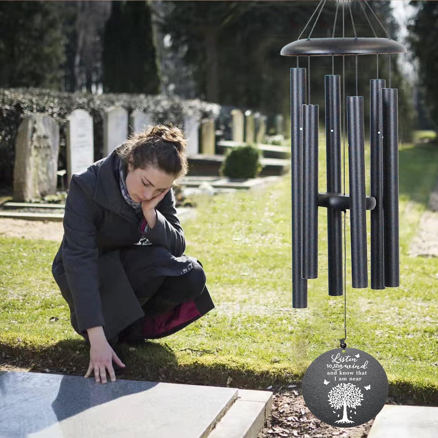 Sympathy Wind Chimes with Engraved Tree of Life, 40" Memorial Wind Chimes for Loss of a Loved One Prime,Memorial/Sympathy/Remembrance Gifts,Wind Chimes for Outside Garden & Home Decor