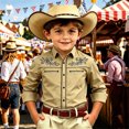 thumbnail image 2 of SGMVNU Boys Girls Western Cowboy Shirts Retro Long Sleeve Button Down Shirt Kids Fashion Cowboy Outfit for Halloween, Size 6-7 Years, Khaki, 2 of 4