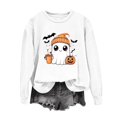 thumbnail image 4 of Womens Sweatshirt Casual Coffee Ghost Pumpkin Graphic Crew Neck Long Sleeve Pullover Cutecore Streetwear Halloween Top Fall Spring Outfits White 2XL, 4 of 6
