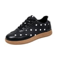 thumbnail image 3 of IEMIEMIEM Women's Sneakers Polka Dot Retro Low Top Lace Up Faux Leather Casual Comfort Walking Shoes Fashion Flat Sneakers Black 10 Wide, 3 of 6