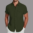 thumbnail image 2 of Men's Casual Solid Short Sleeve Shirt - Polyester, Double Pocket, Turn-Down Collar, Lightweight for Daily/Vacation (S-XXXXXL), 2 of 4