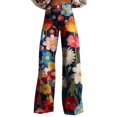 thumbnail image 2 of Women's Jeans, Wide Leg Pants Woman High Waist Floral Patterned Pants Lightweight Loose Fit Casual Colorful Trouser Imitation Jeans,Women's Jeans XXL, 2 of 4