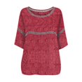 thumbnail image 6 of Long Sleeve Shirts for Women Loose Fit Pleated Cuff Western Print Button Down Long Sleeve Blouse Shirts Tops, 6 of 6