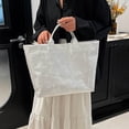 thumbnail image 4 of Soft Glossy PVC Tote Bag for Women, Silver, Lightweight Large Handbag for Daily Shopping Commute, 4 of 7
