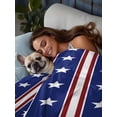 thumbnail image 3 of 4th of July California King Size Flat Sheet,Wrinkleproof & Fadeproof Cooling Flat Bed Sheet Only,Independence Day Blue White Red Stripes Country Star Soft Bedding Top Sheets 108 x 98 Inches, 3 of 8