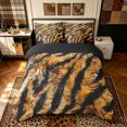 thumbnail image 3 of Manfei Minimalist Tiger Print Queen Bedding, Rustic Wildlife Bedding Comforter Set Queen, Dark Brown Orange, Black Reversible, 7pcs, 3 of 6