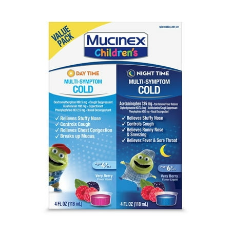 Mucinex Children's Multi-Symptom Day & Night Cold Relief Liquid, 2 x 4 fl