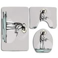 thumbnail image 1 of XDDJA Gray Hand Drawn Religious Figure Walking on Water Offering Open Hand 3 Piece Bathroom Rugs Set Bath Rug Contour Mat and Toilet Lid Cover, 1 of 2