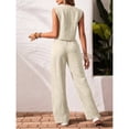 thumbnail image 2 of LEWKW Summer Vest Sets for Women Button Down V Neck Waistcoat And Wide Leg Pants 2 Piece Outfits Sleeveless Linen Blend Casual Trendy Suits, 2 of 7