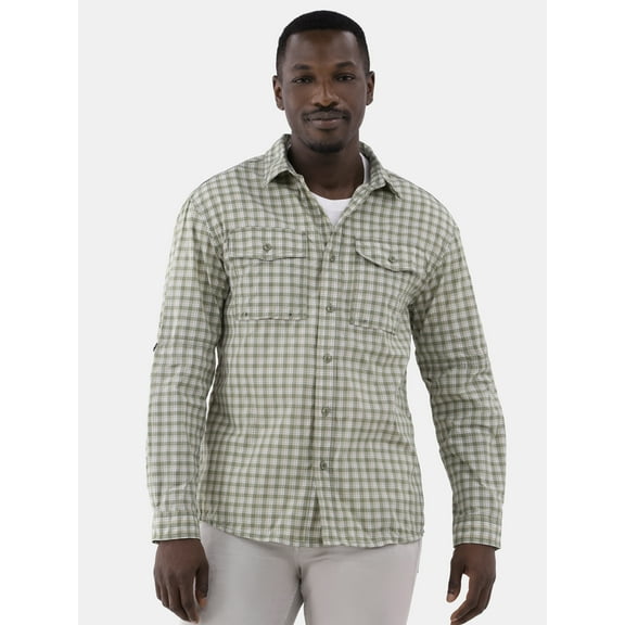 Ozark Trail Men's & Big Men's Upstream Shirt with Long Sleeves, UPF 50 , Sizes S-3XL