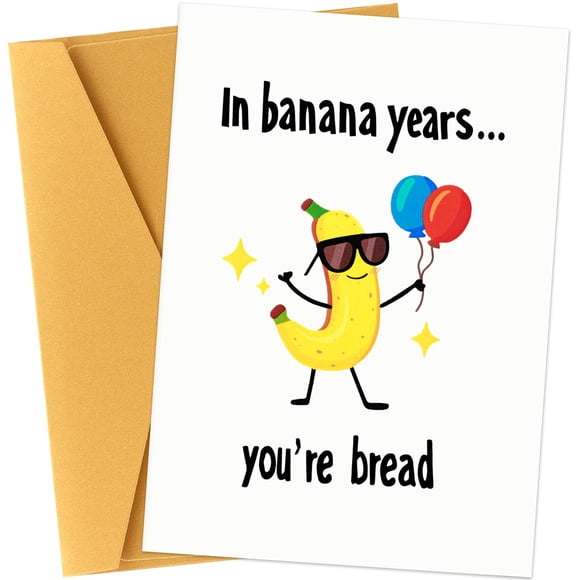 Tarjeta de felicitación Ethanberg divertida tarjeta de cumpleaños con pan de plátano